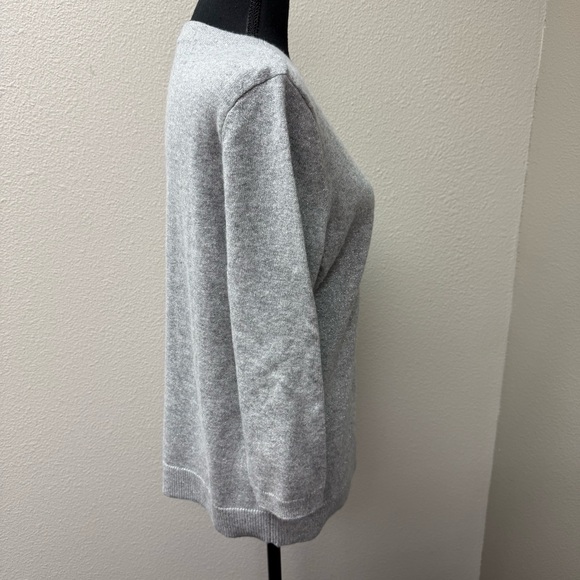 Talbots Petite Cashmere Metallic Gray Sweater LP Soft Luxe Classic Knit Top - Picture 6 of 9